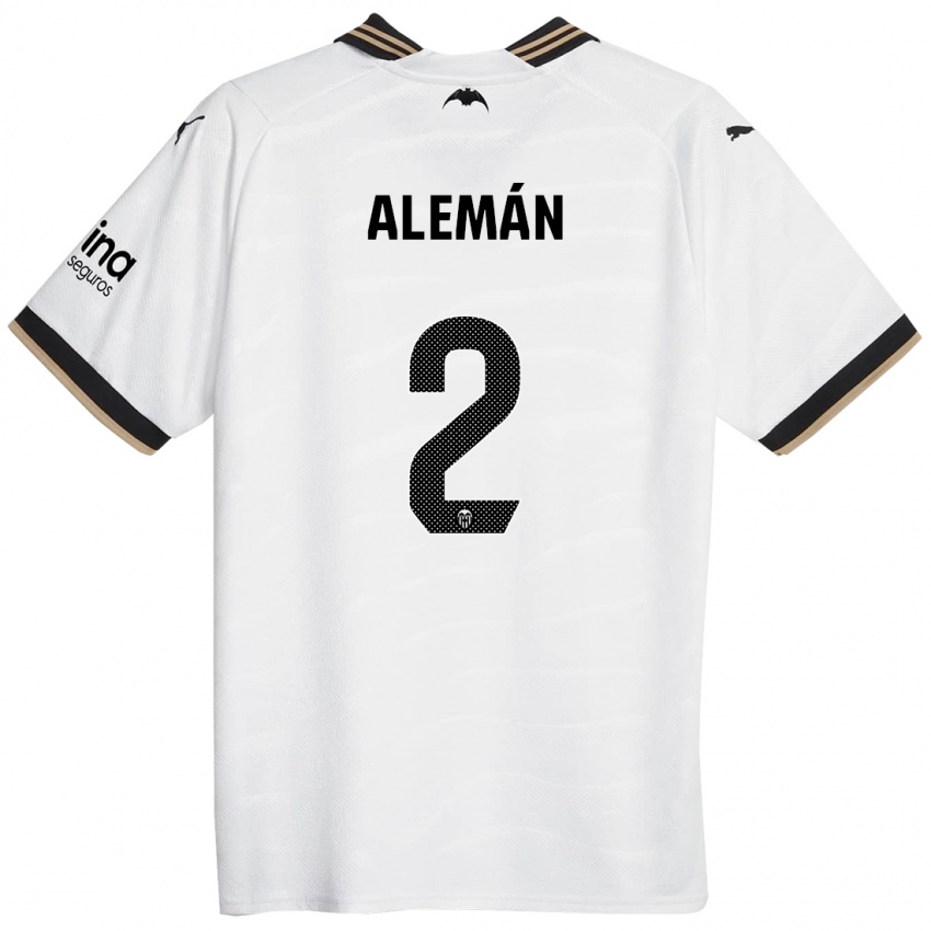 Mann Carlos Alemán #2 Hvit Hjemmetrøye Drakt Trøye 2023/24 Skjorter T-Skjorte