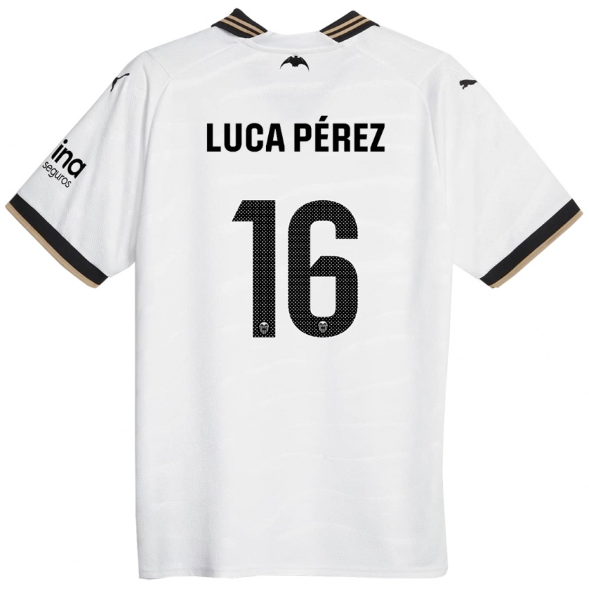 Mann Simón Luca Pérez #16 Hvit Hjemmetrøye Drakt Trøye 2023/24 Skjorter T-Skjorte
