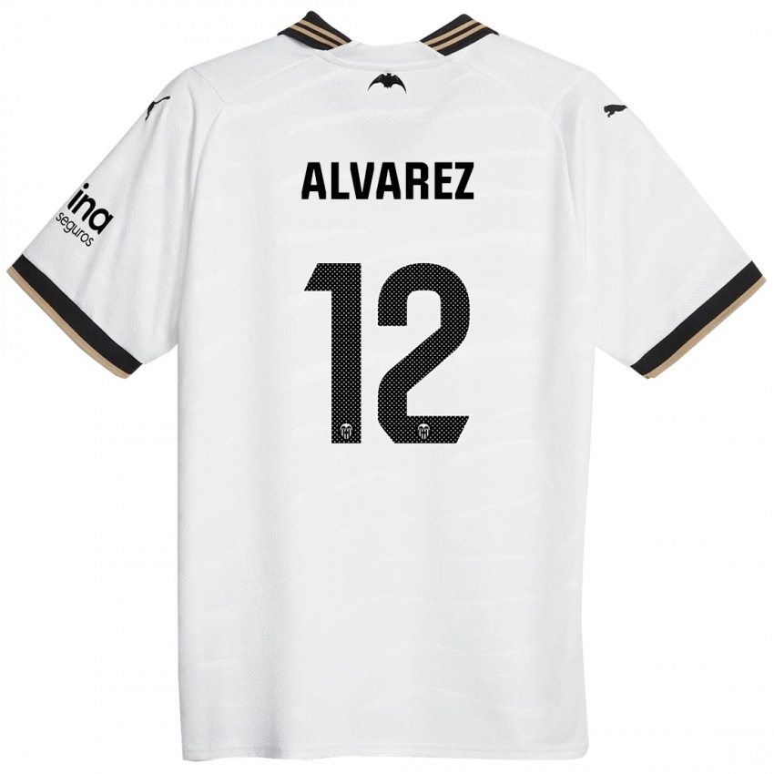Mann Sofia Alvarez #12 Hvit Hjemmetrøye Drakt Trøye 2023/24 Skjorter T-Skjorte