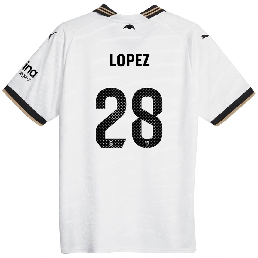 Mann Saray Lopez #28 Hvit Hjemmetrøye Drakt Trøye 2023/24 Skjorter T-Skjorte