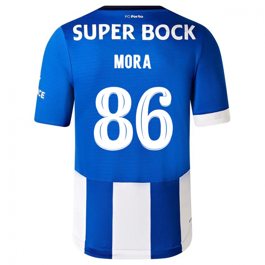 Mann Rodrigo Mora #86 Blå Hvit Hjemmetrøye Drakt Trøye 2023/24 Skjorter T-Skjorte