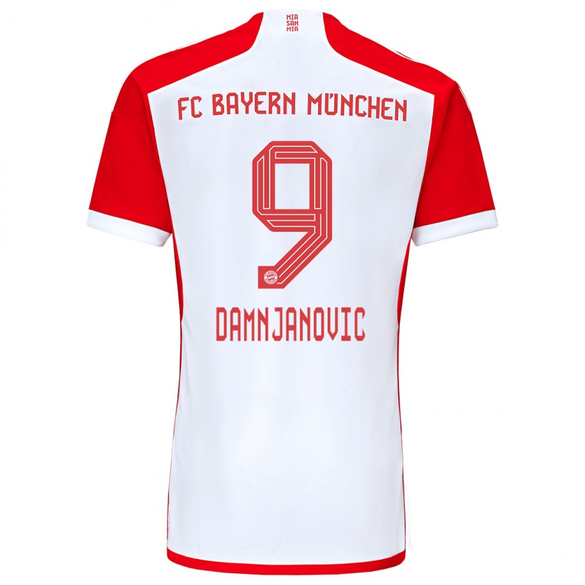 Mann Jovana Damnjanovic #9 Rød Hvit Hjemmetrøye Drakt Trøye 2023/24 Skjorter T-Skjorte