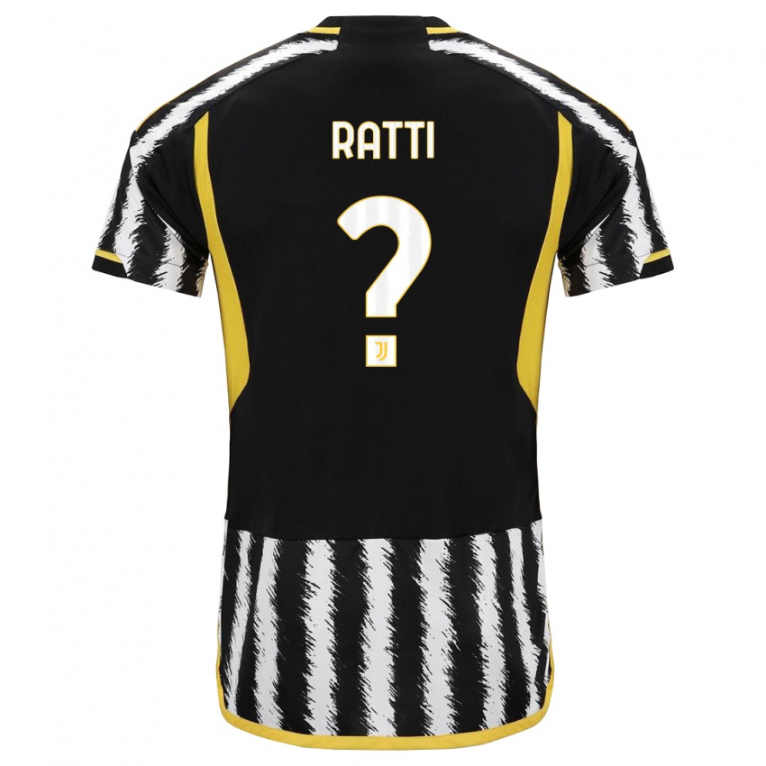 Mann Leonardo Ratti #0 Svart Hvit Hjemmetrøye Drakt Trøye 2023/24 Skjorter T-Skjorte