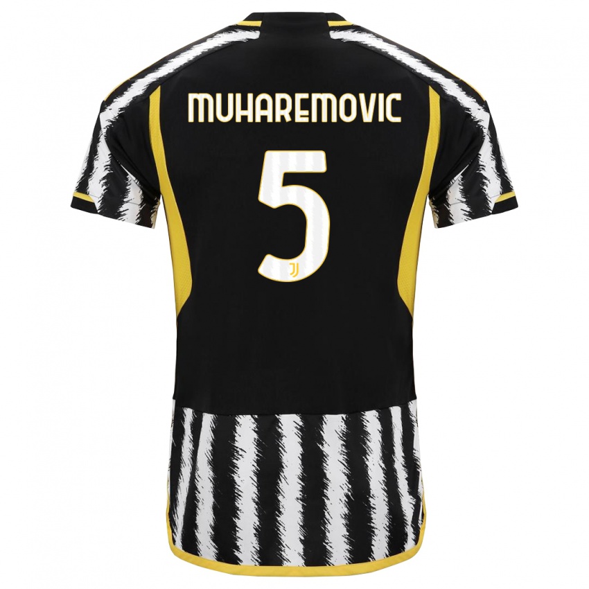 Mann Tarik Muharemovic #5 Svart Hvit Hjemmetrøye Drakt Trøye 2023/24 Skjorter T-Skjorte