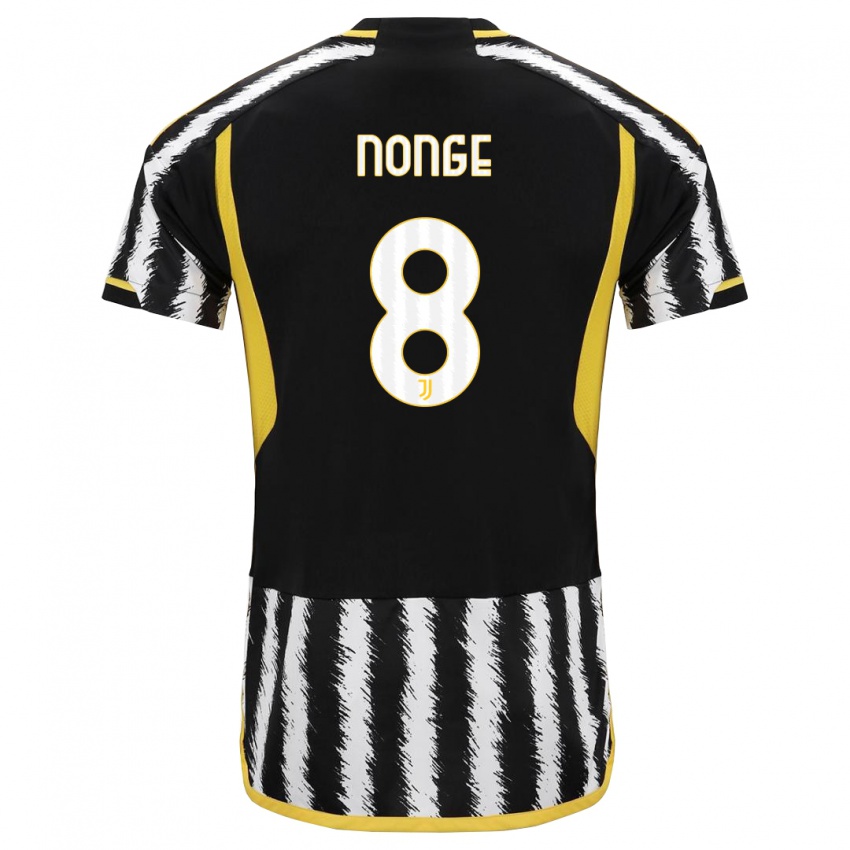 Mann Joseph Nonge #8 Svart Hvit Hjemmetrøye Drakt Trøye 2023/24 Skjorter T-Skjorte