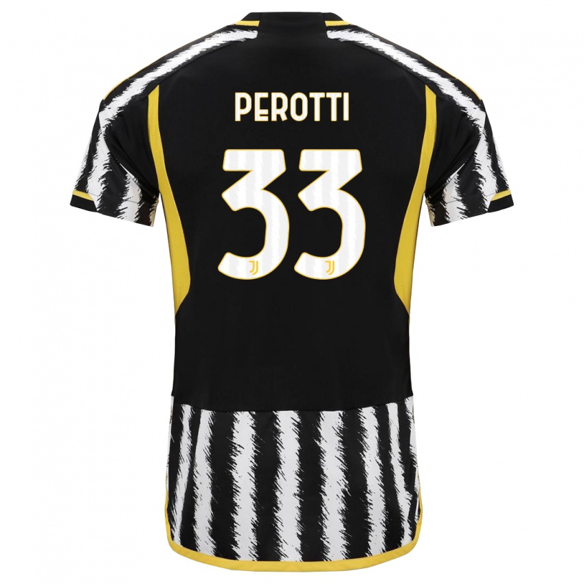 Mann Clemente Perotti #33 Svart Hvit Hjemmetrøye Drakt Trøye 2023/24 Skjorter T-Skjorte