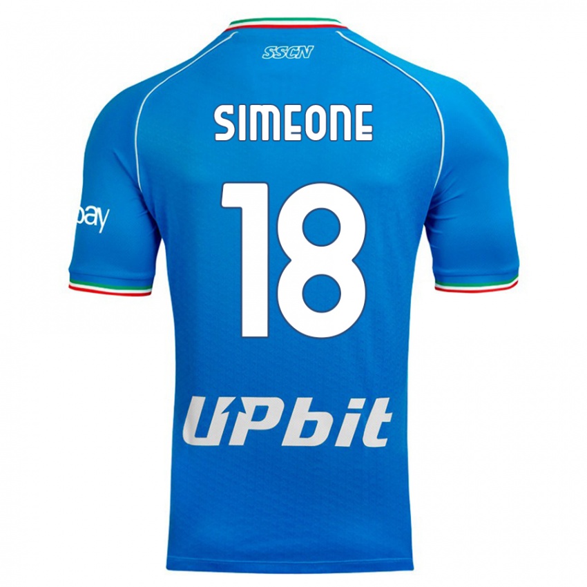 Mann Giovanni Simeone #18 Himmelblå Hjemmetrøye Drakt Trøye 2023/24 Skjorter T-Skjorte