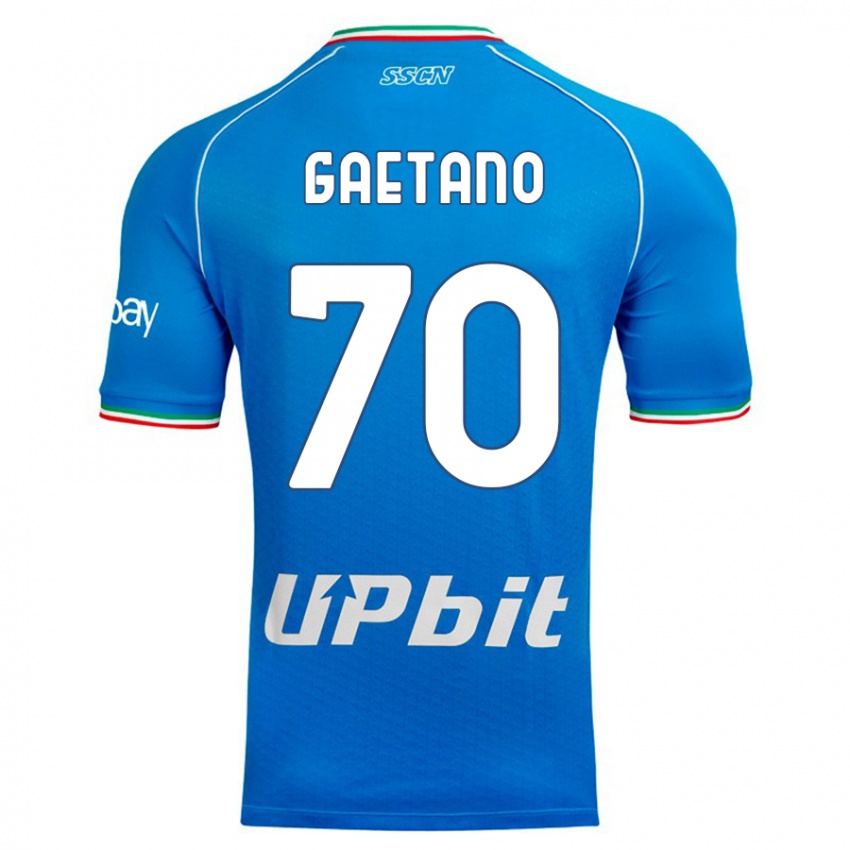 Mann Gianluca Gaetano #70 Himmelblå Hjemmetrøye Drakt Trøye 2023/24 Skjorter T-Skjorte