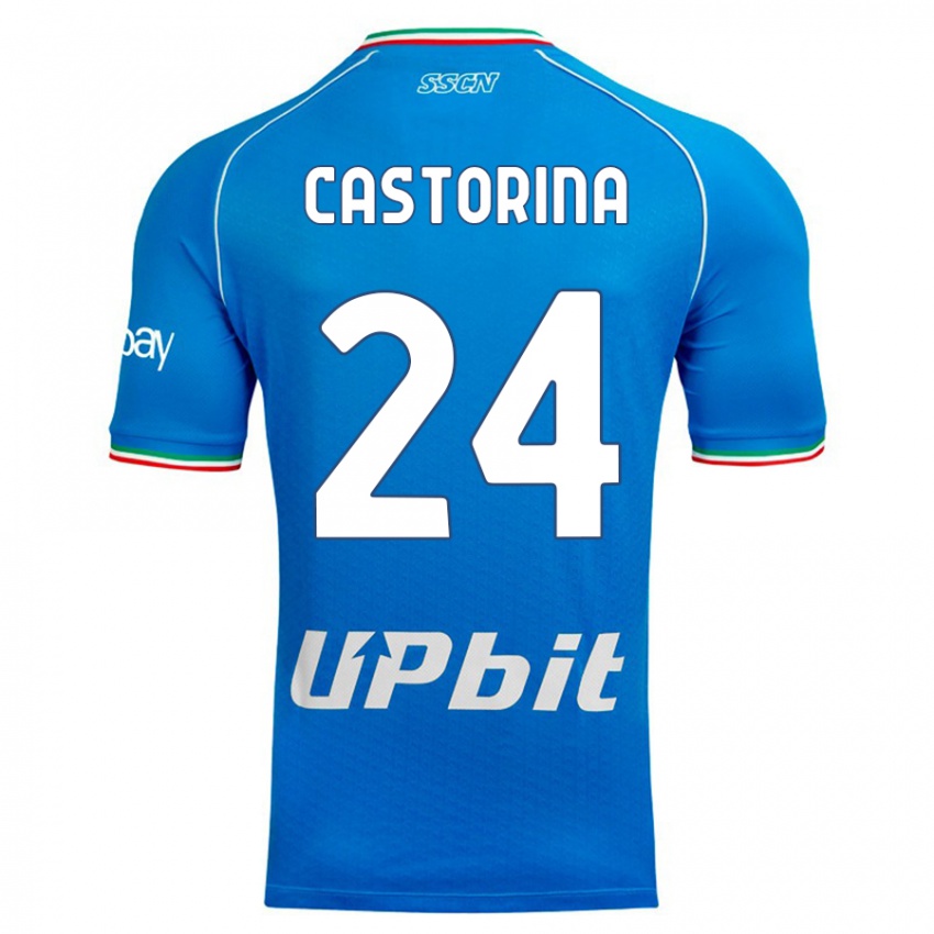 Mann Alessandro Castorina #24 Himmelblå Hjemmetrøye Drakt Trøye 2023/24 Skjorter T-Skjorte