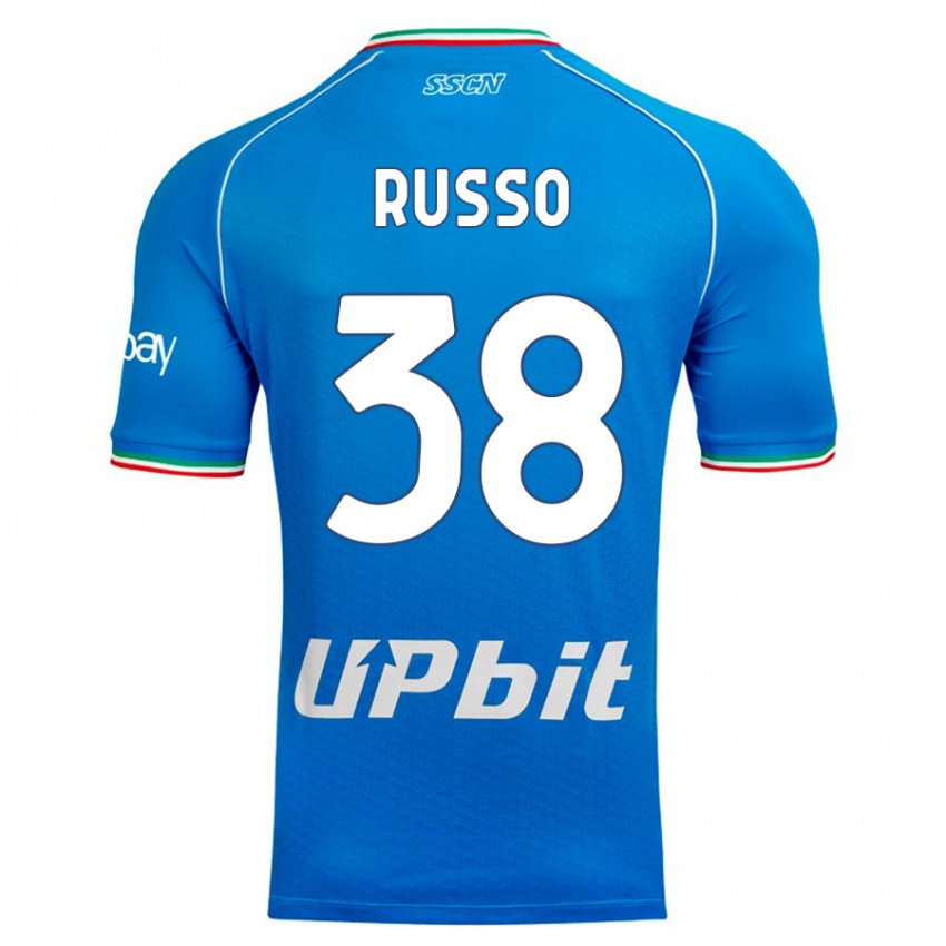 Mann Lorenzo Russo #38 Himmelblå Hjemmetrøye Drakt Trøye 2023/24 Skjorter T-Skjorte