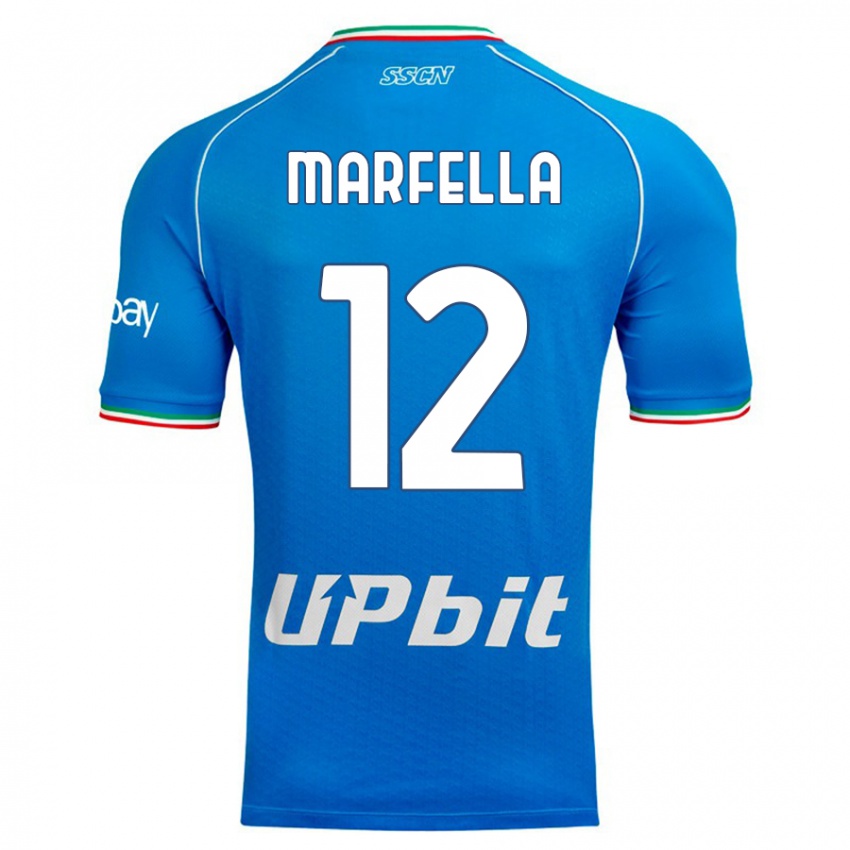 Mann Davide Marfella #12 Himmelblå Hjemmetrøye Drakt Trøye 2023/24 Skjorter T-Skjorte