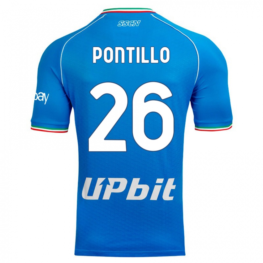 Mann Pasquale Pontillo #26 Himmelblå Hjemmetrøye Drakt Trøye 2023/24 Skjorter T-Skjorte