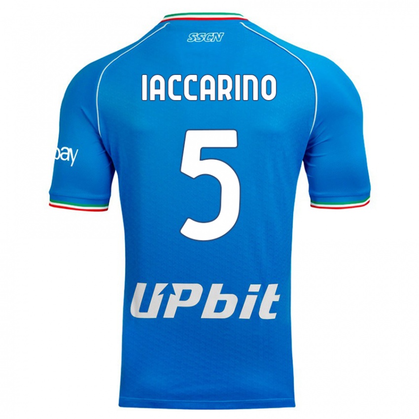 Mann Gennaro Iaccarino #5 Himmelblå Hjemmetrøye Drakt Trøye 2023/24 Skjorter T-Skjorte