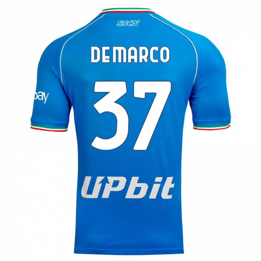 Mann Francesco De Marco #37 Himmelblå Hjemmetrøye Drakt Trøye 2023/24 Skjorter T-Skjorte