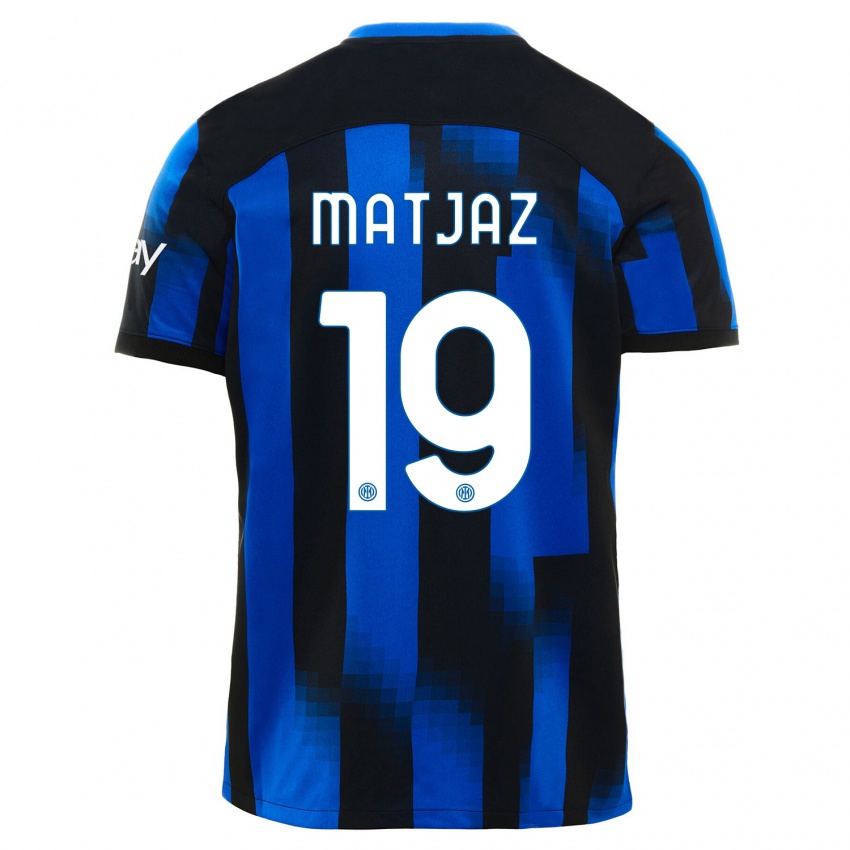 Mann Samo Matjaz #19 Svart Blå Hjemmetrøye Drakt Trøye 2023/24 Skjorter T-Skjorte