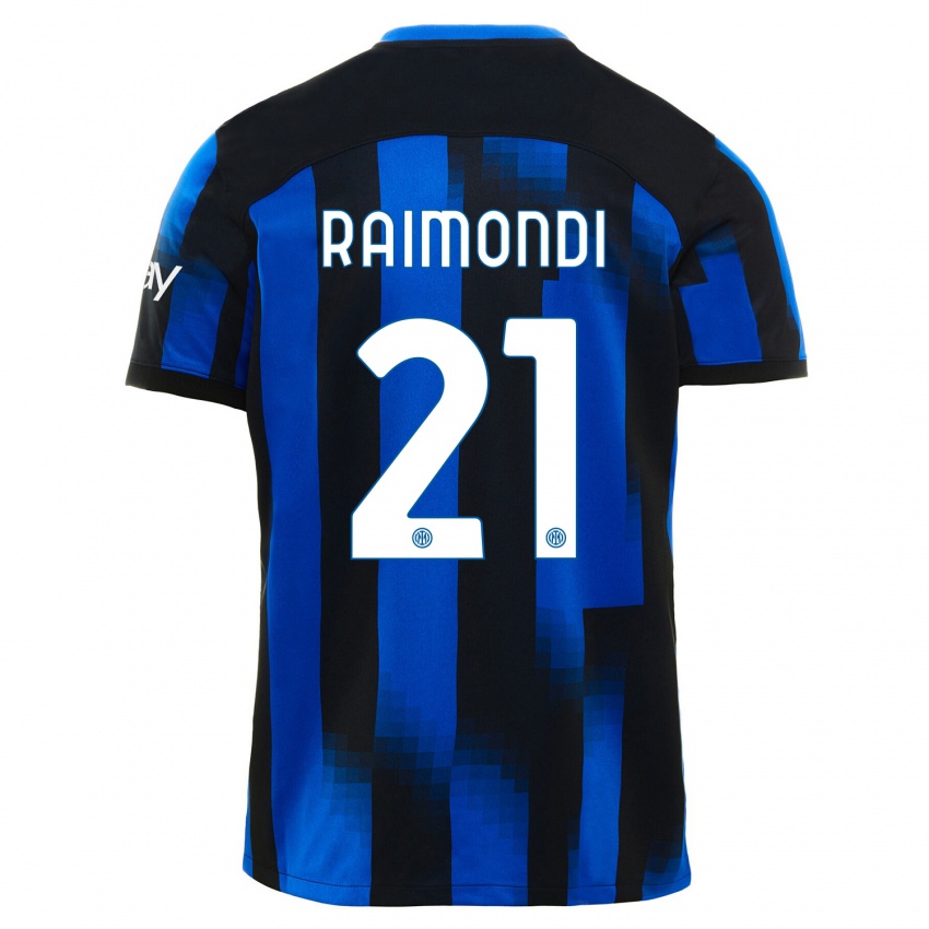 Mann Paolo Raimondi #21 Svart Blå Hjemmetrøye Drakt Trøye 2023/24 Skjorter T-Skjorte