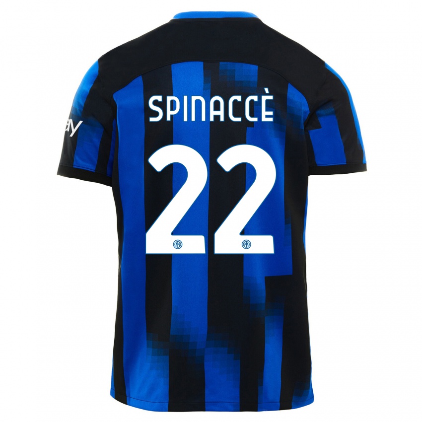 Mann Matteo Spinaccè #22 Svart Blå Hjemmetrøye Drakt Trøye 2023/24 Skjorter T-Skjorte