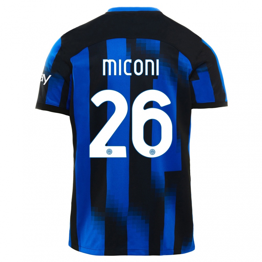 Mann Riccardo Miconi #26 Svart Blå Hjemmetrøye Drakt Trøye 2023/24 Skjorter T-Skjorte