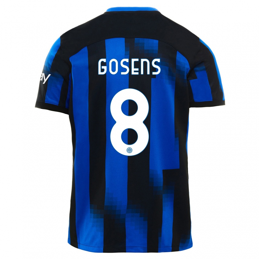 Mann Robin Gosens #8 Svart Blå Hjemmetrøye Drakt Trøye 2023/24 Skjorter T-Skjorte
