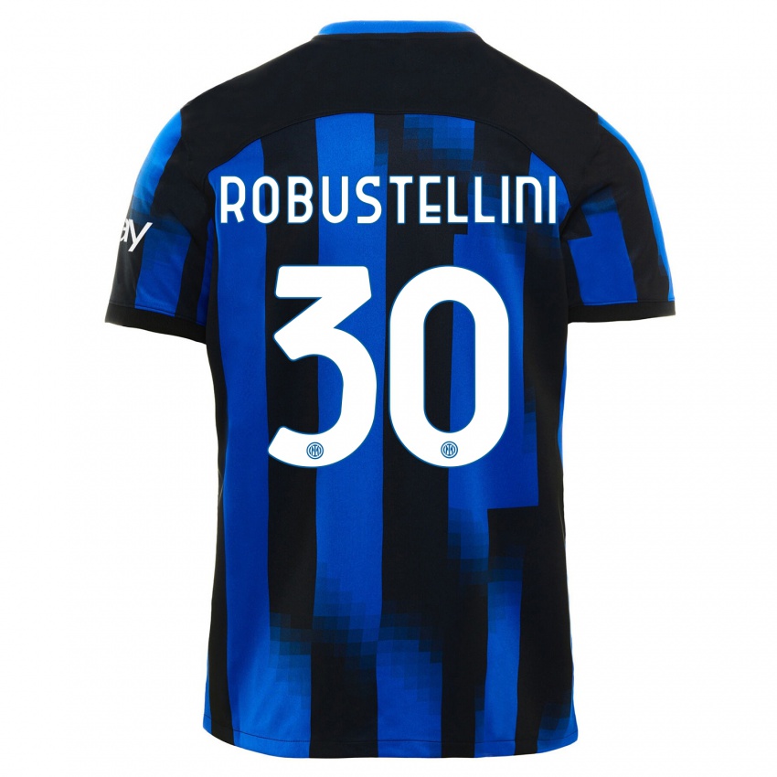 Mann Chiara Robustellini #30 Svart Blå Hjemmetrøye Drakt Trøye 2023/24 Skjorter T-Skjorte