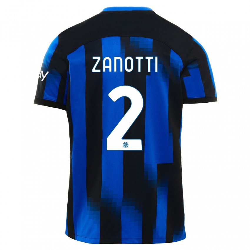 Mann Mattia Zanotti #2 Svart Blå Hjemmetrøye Drakt Trøye 2023/24 Skjorter T-Skjorte
