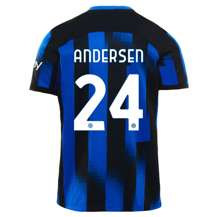 Mann Silas Andersen #24 Svart Blå Hjemmetrøye Drakt Trøye 2023/24 Skjorter T-Skjorte