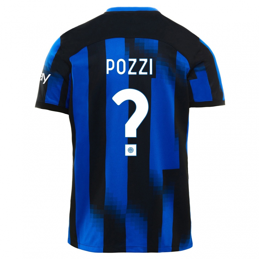 Mann Andrea Pozzi #0 Svart Blå Hjemmetrøye Drakt Trøye 2023/24 Skjorter T-Skjorte