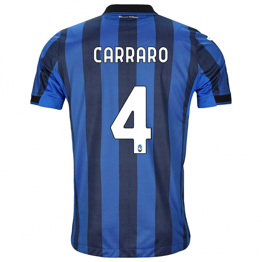 Mann Marco Carraro #4 Svart Blå Hjemmetrøye Drakt Trøye 2023/24 Skjorter T-Skjorte