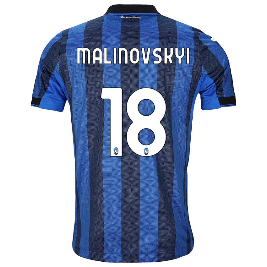 Mann Ruslan Malinovskyi #18 Svart Blå Hjemmetrøye Drakt Trøye 2023/24 Skjorter T-Skjorte