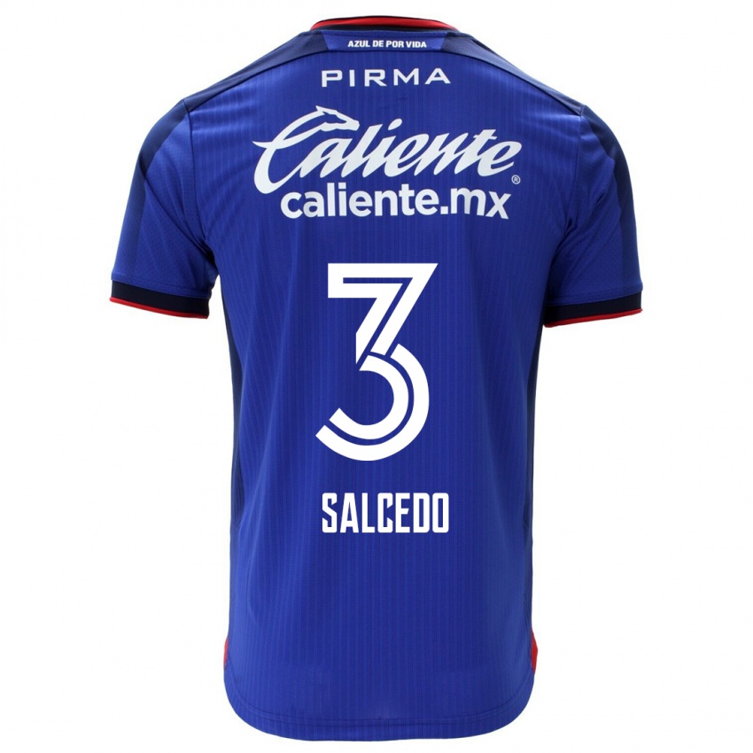 Mann Carlos Salcedo #3 Blå Hjemmetrøye Drakt Trøye 2023/24 Skjorter T-Skjorte