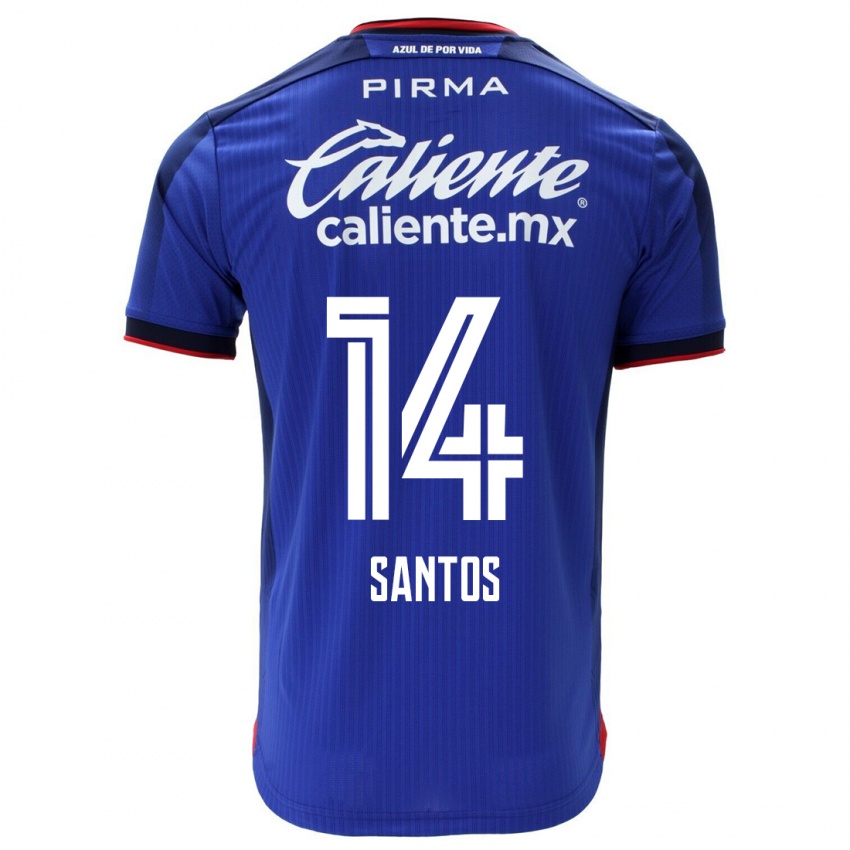 Mann Eleisa Santos #14 Blå Hjemmetrøye Drakt Trøye 2023/24 Skjorter T-Skjorte