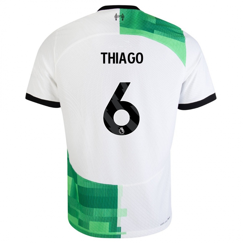 Mann Thiago #6 Hvit Grønn Bortetrøye Drakt Trøye 2023/24 Skjorter T-Skjorte