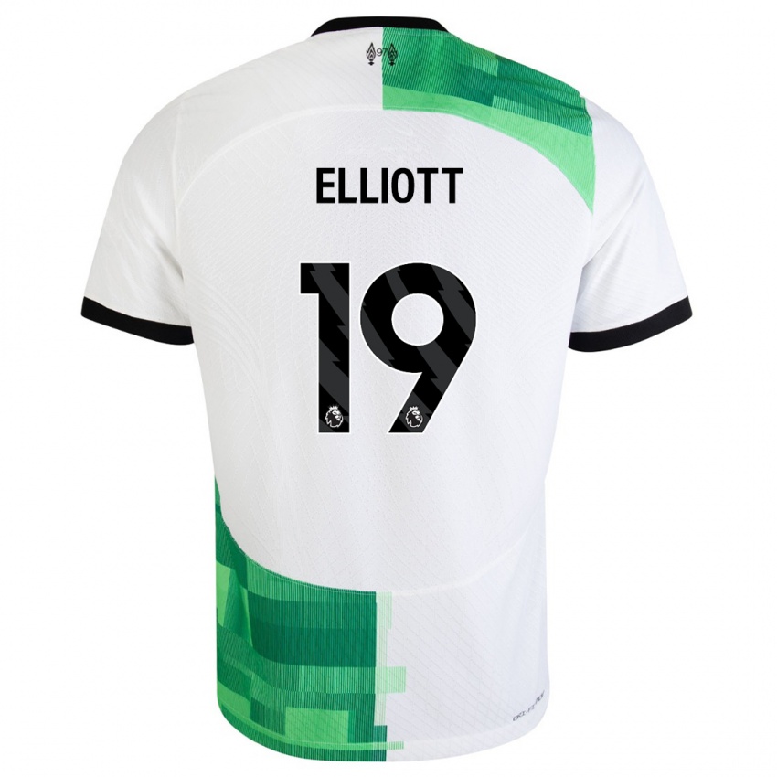 Mann Harvey Elliott #19 Hvit Grønn Bortetrøye Drakt Trøye 2023/24 Skjorter T-Skjorte