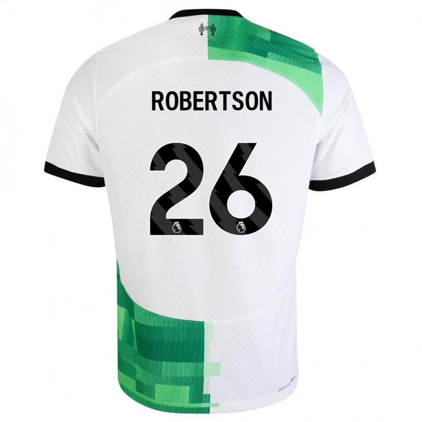 Mann Andrew Robertson #26 Hvit Grønn Bortetrøye Drakt Trøye 2023/24 Skjorter T-Skjorte