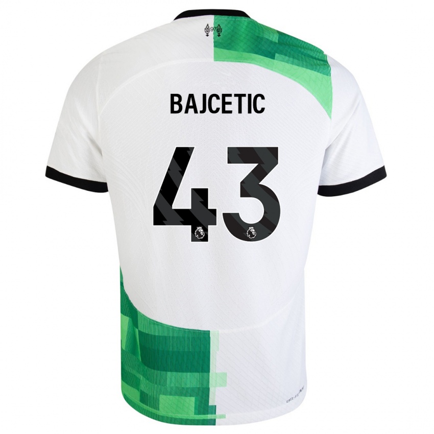 Mann Stefan Bajcetic #43 Hvit Grønn Bortetrøye Drakt Trøye 2023/24 Skjorter T-Skjorte