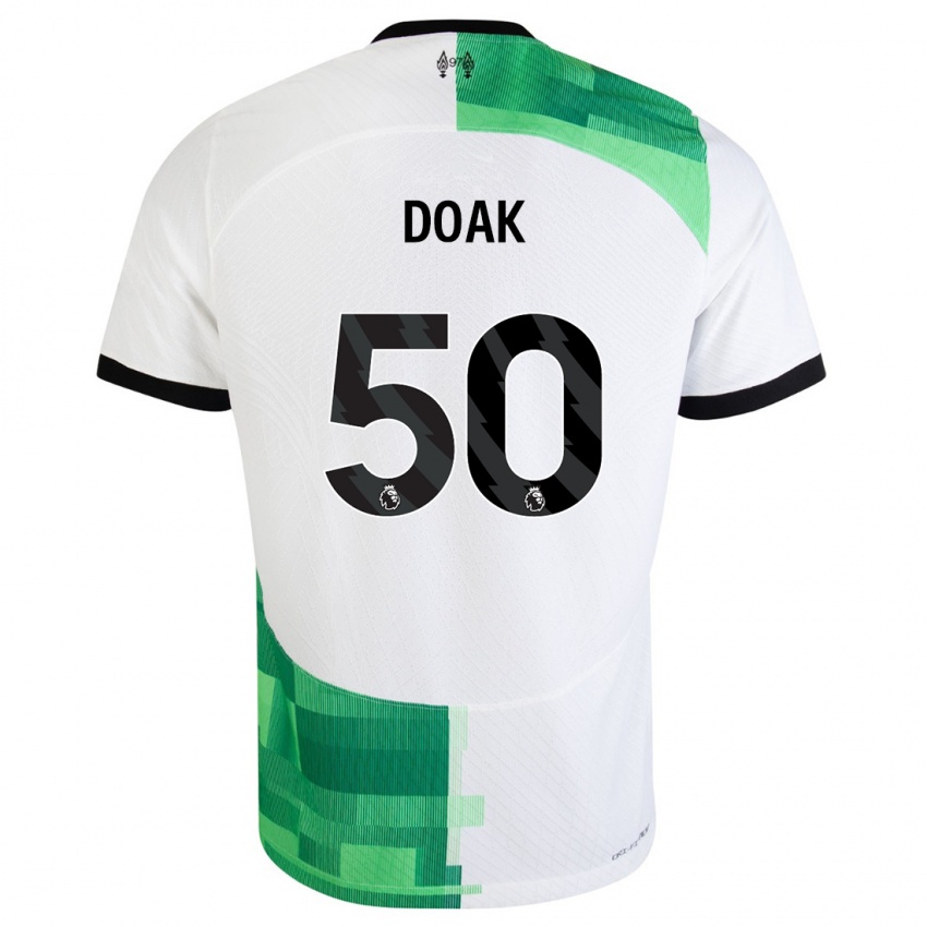 Mann Ben Doak #50 Hvit Grønn Bortetrøye Drakt Trøye 2023/24 Skjorter T-Skjorte