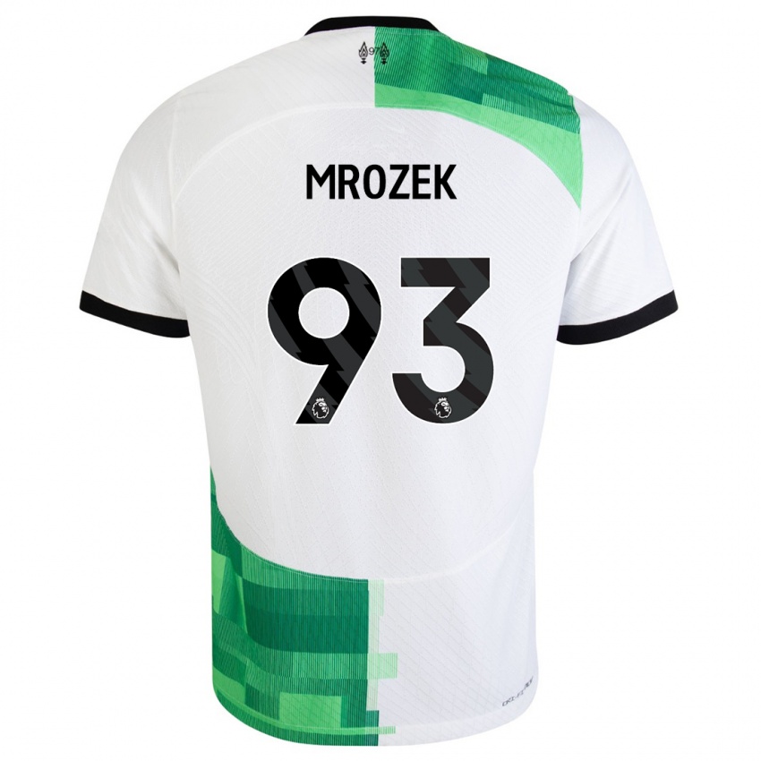 Mann Fabian Mrozek #93 Hvit Grønn Bortetrøye Drakt Trøye 2023/24 Skjorter T-Skjorte