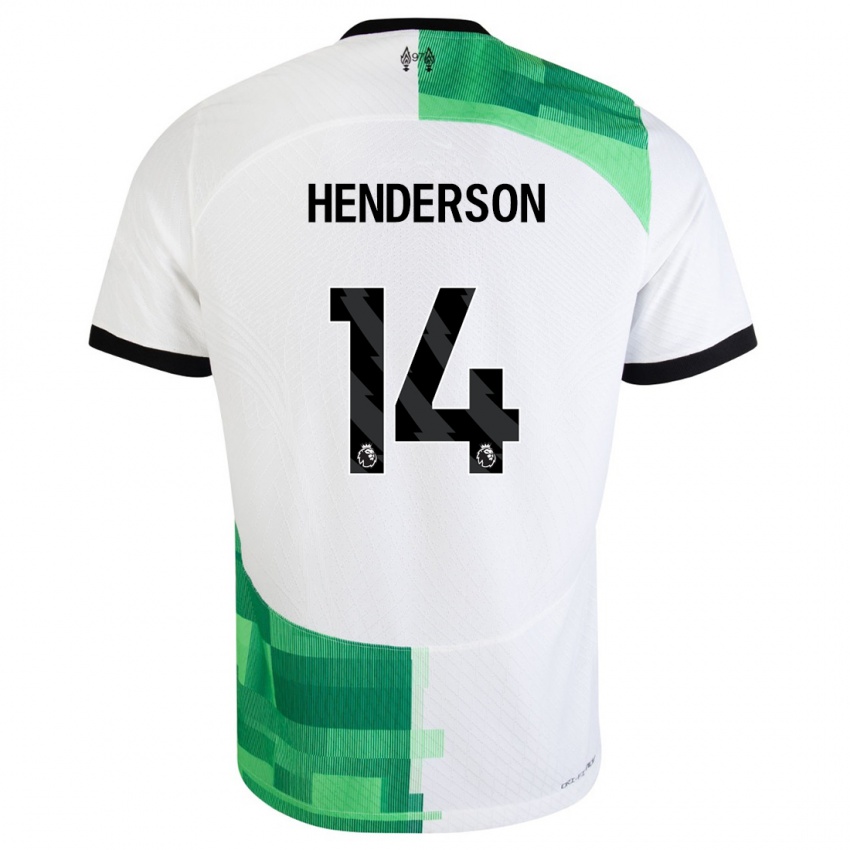 Mann Henderson #14 Hvit Grønn Bortetrøye Drakt Trøye 2023/24 Skjorter T-Skjorte