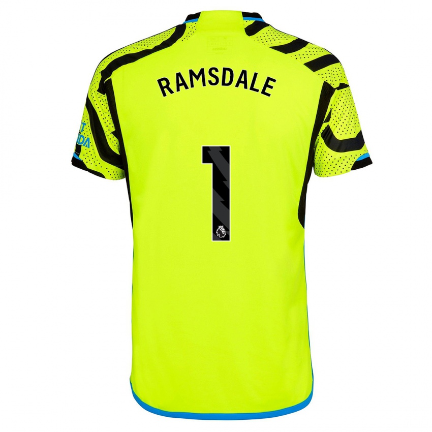 Mann Aaron Ramsdale #1 Gul Bortetrøye Drakt Trøye 2023/24 Skjorter T-Skjorte