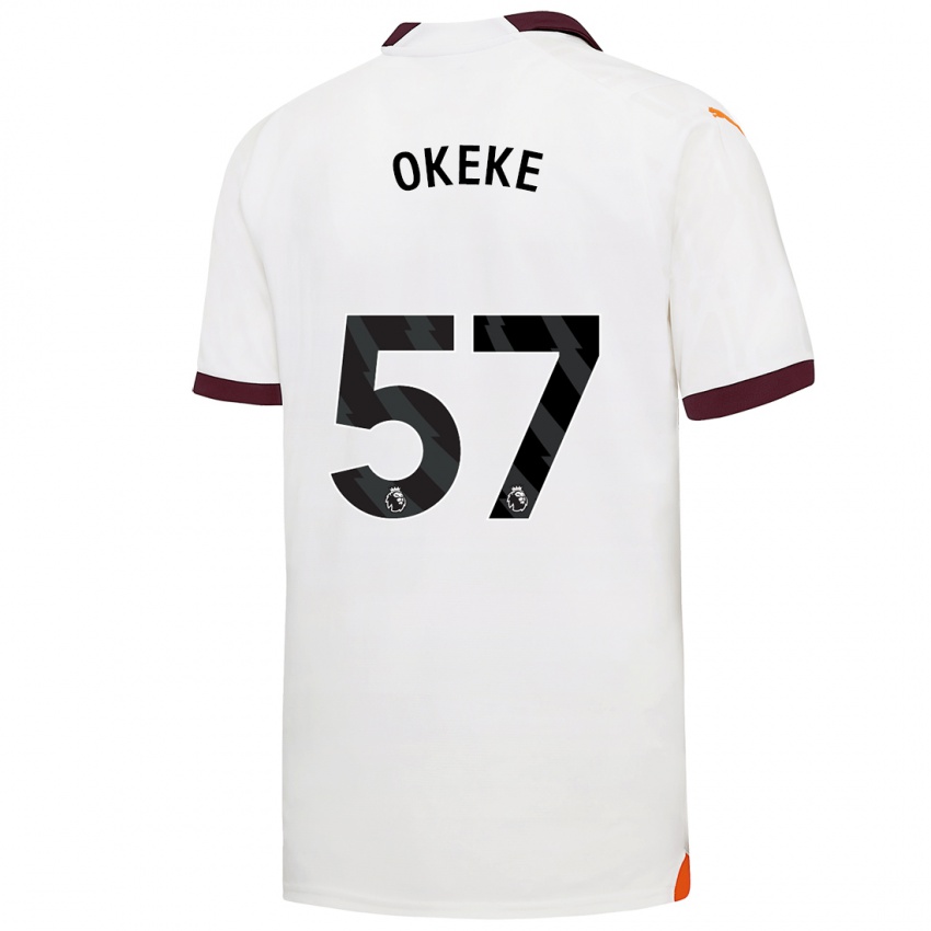 Mann Michael Okeke #57 Hvit Bortetrøye Drakt Trøye 2023/24 Skjorter T-Skjorte
