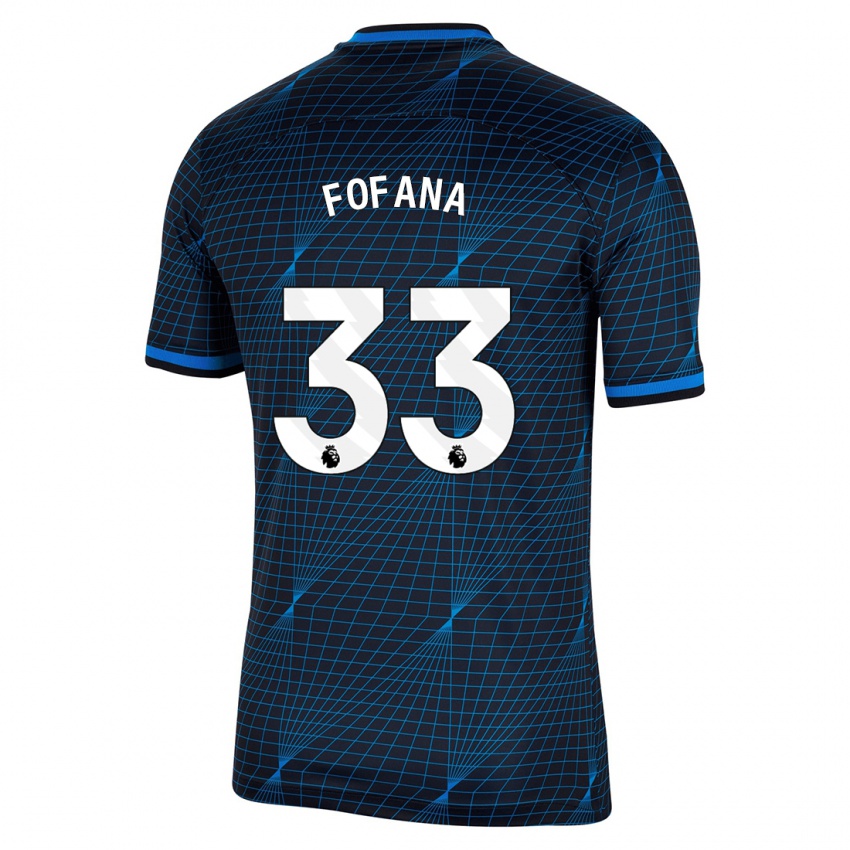 Mann Wesley Fofana #33 Mørke Blå Bortetrøye Drakt Trøye 2023/24 Skjorter T-Skjorte