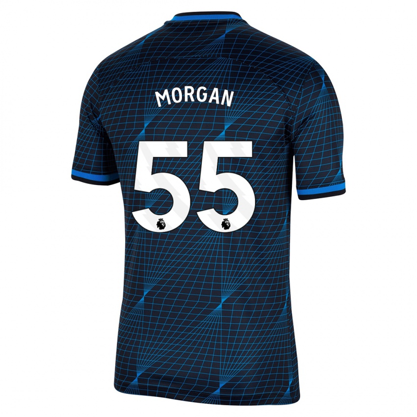 Mann Jimmy-Jay Morgan #55 Mørke Blå Bortetrøye Drakt Trøye 2023/24 Skjorter T-Skjorte
