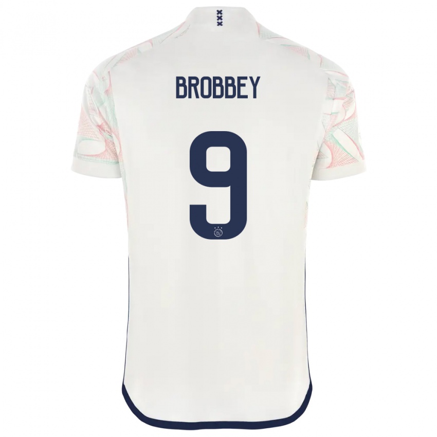 Mann Brian Brobbey #9 Hvit Bortetrøye Drakt Trøye 2023/24 Skjorter T-Skjorte