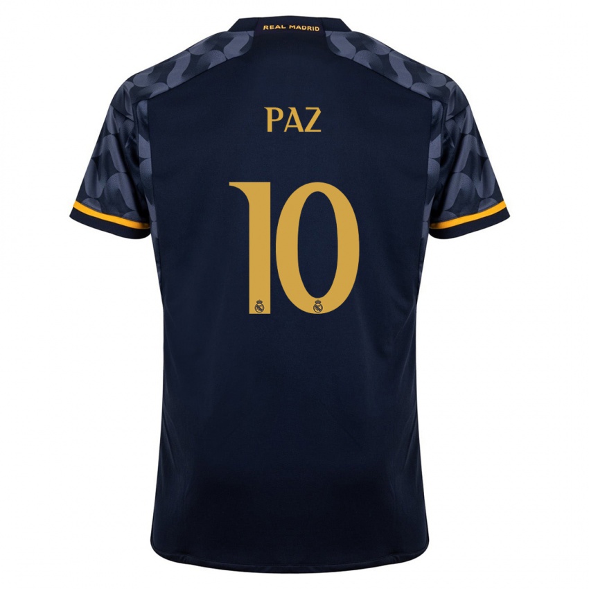 Mann Nico Paz #10 Mørke Blå Bortetrøye Drakt Trøye 2023/24 Skjorter T-Skjorte