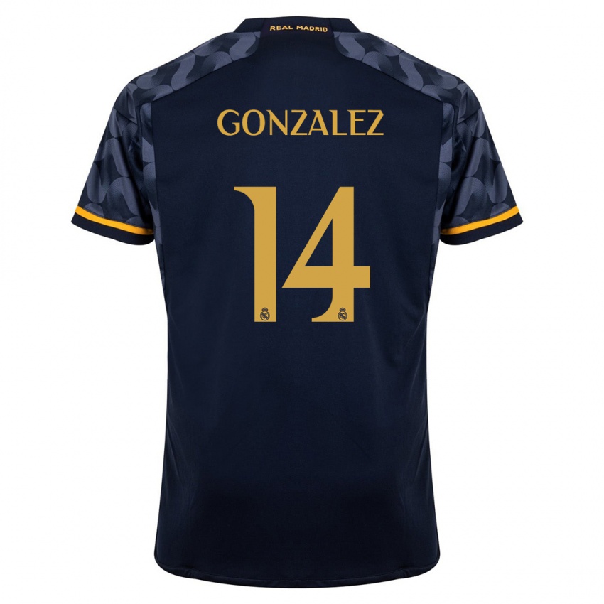Mann David Gonzalez #14 Mørke Blå Bortetrøye Drakt Trøye 2023/24 Skjorter T-Skjorte