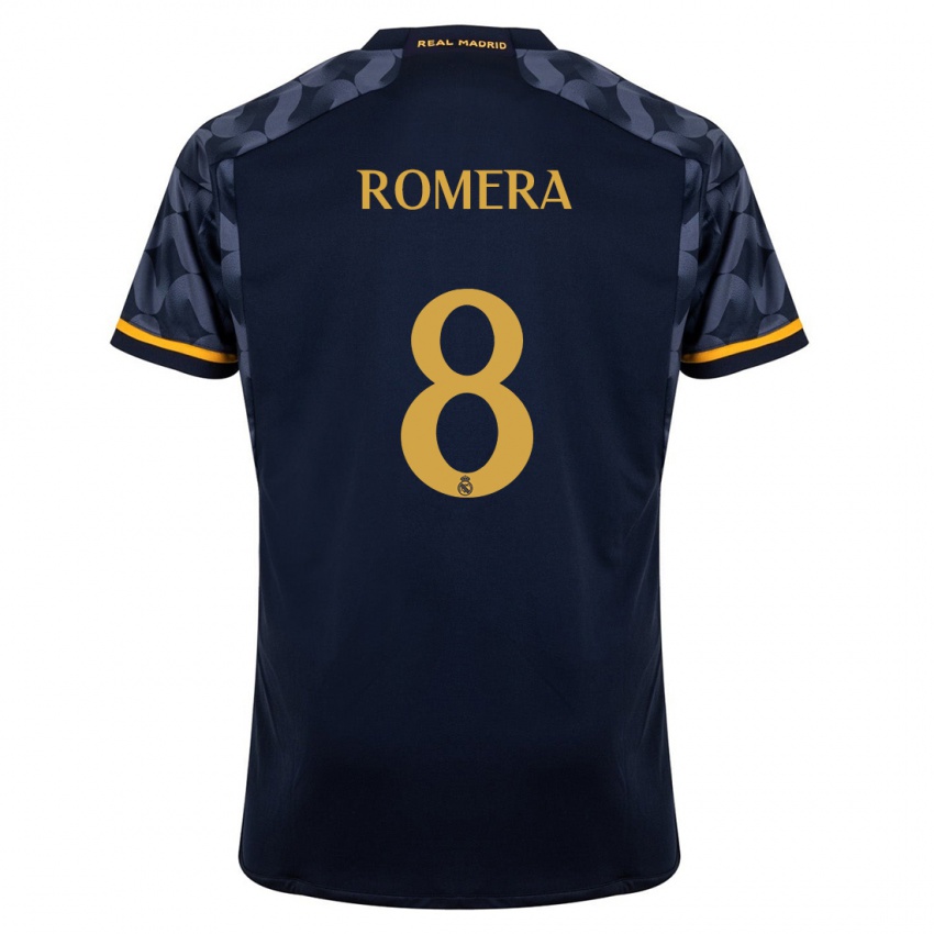 Mann Miguel Romera #8 Mørke Blå Bortetrøye Drakt Trøye 2023/24 Skjorter T-Skjorte