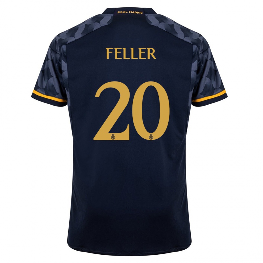 Mann Naomie Feller #20 Mørke Blå Bortetrøye Drakt Trøye 2023/24 Skjorter T-Skjorte