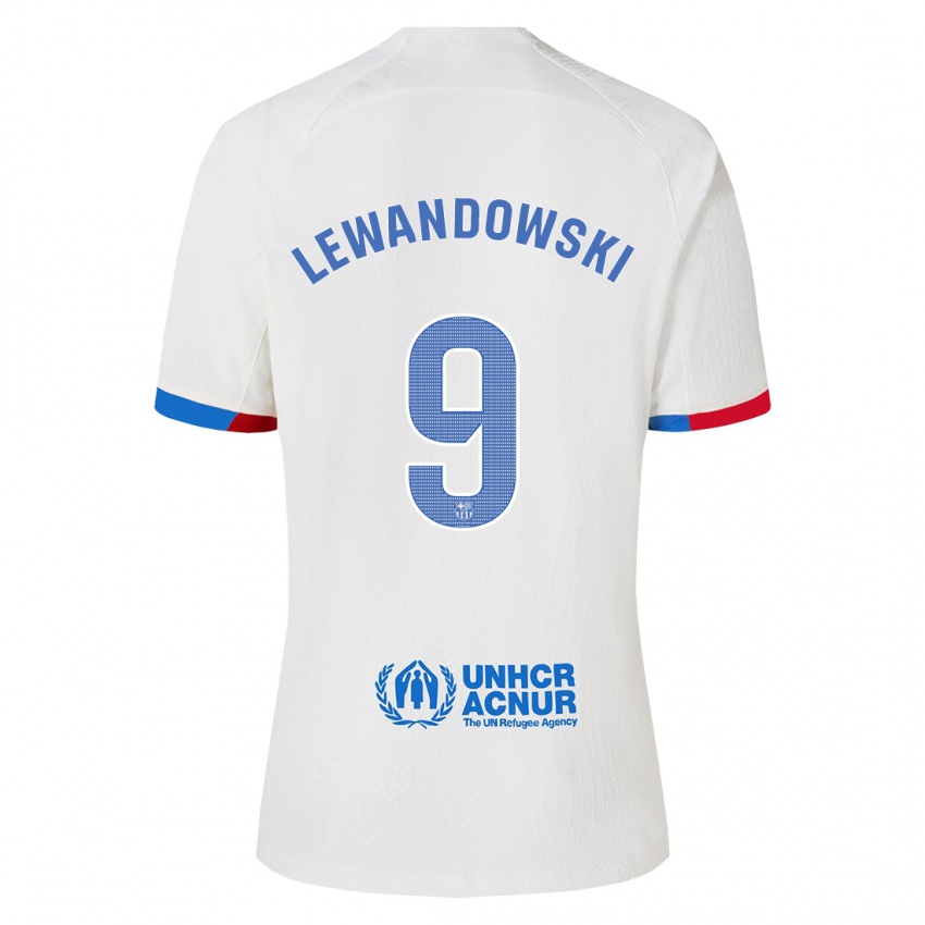 Mann Robert Lewandowski #9 Hvit Bortetrøye Drakt Trøye 2023/24 Skjorter T-Skjorte