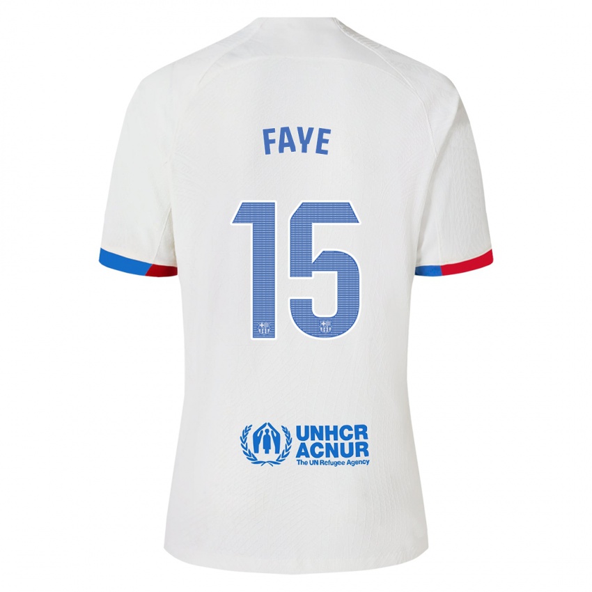 Mann Mikayil Faye #15 Hvit Bortetrøye Drakt Trøye 2023/24 Skjorter T-Skjorte