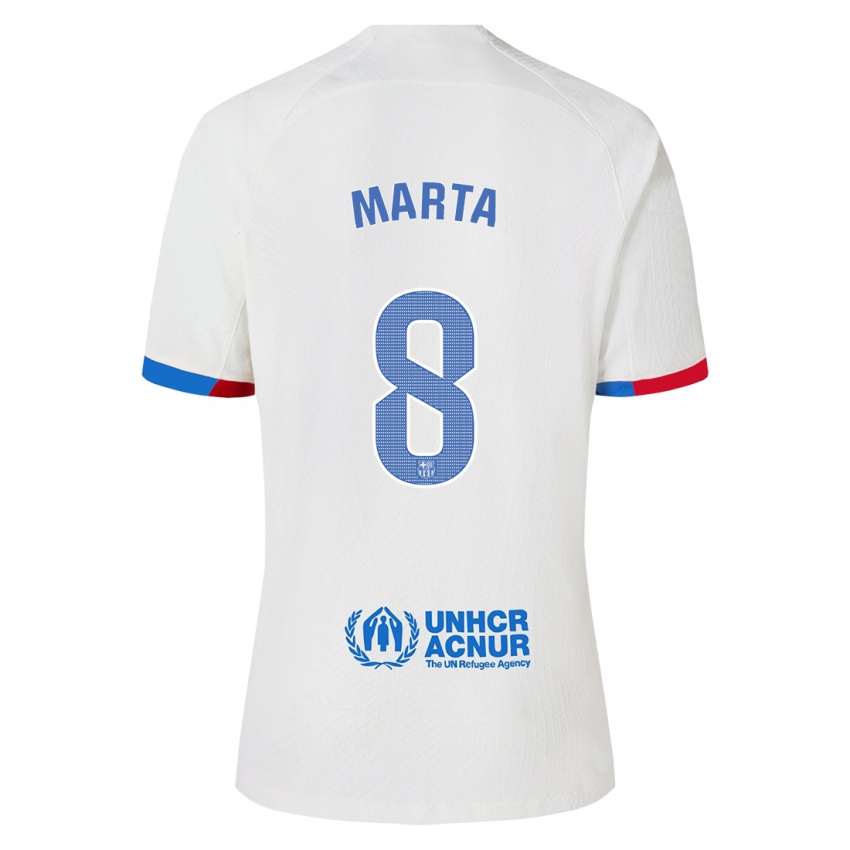 Mann Marta Torrejon #8 Hvit Bortetrøye Drakt Trøye 2023/24 Skjorter T-Skjorte